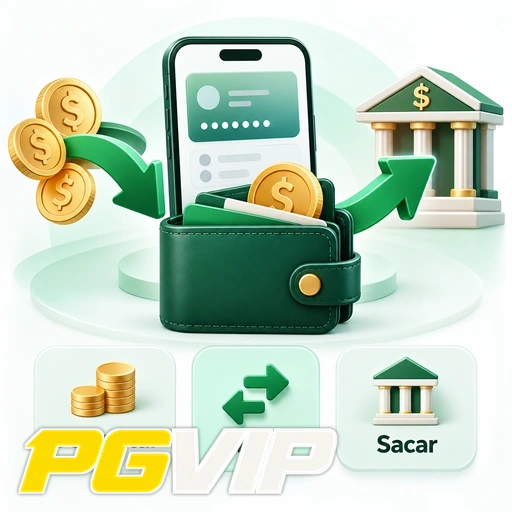 PGVIP — ilustração de carteira digital com depósito, Pix e saque