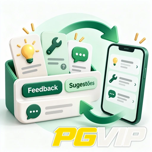 PGVIP — ilustração de central de feedback com sugestões e ícones de mensagens