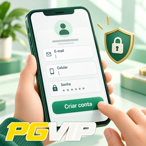 PGVIP — ilustração de preenchimento de formulário para criar uma conta no celular
