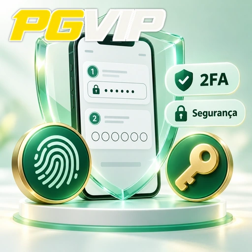 PGVIP — ilustração de segurança da conta com autenticação em duas etapas, impressão digital e chave